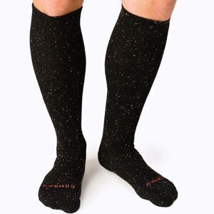 COMRAD Knee-High Compression Sock, Size Larges, multi speckle Black, NWT